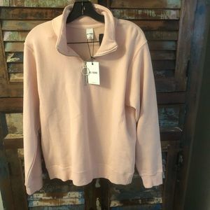 NWT Re/Done 80s Half Zip Sweatshirt Sunfaded Pink Sweatshirt Pullover